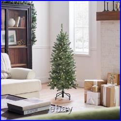 Lifelike Slim 4.5 ft Pre-Lit Kingswood Fir Christmas Tree 150 Clear Lights