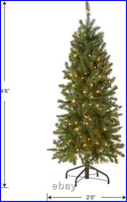 Lifelike Slim 4.5 ft Pre-Lit Kingswood Fir Christmas Tree 150 Clear Lights