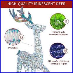 Light Up Deer Outdoor Christmas Decorations, 120 Led Iridescent Lighted