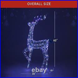 Light Up Deer Outdoor Christmas Decorations, 120 Led Iridescent Lighted
