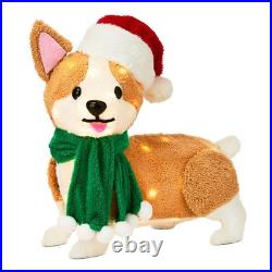 Light-Up Plush Corgi Dogs Christmas Decoration with 70 LED Lights Set of 2