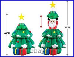 Lighted Christmas Tree Inflatable Rising Santa Claus Animated Airblown To 62H