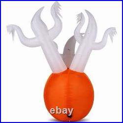 Lighted Halloween Inflatable Pumpkin with 3 Ghosts Freestanding Outdoor Yard
