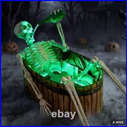 Lighted Holiday Displays 1 JOYIN 5ft Halloween Animatronic Drinking Skeleton LED