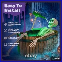 Lighted Holiday Displays 1 JOYIN 5ft Halloween Animatronic Drinking Skeleton LED