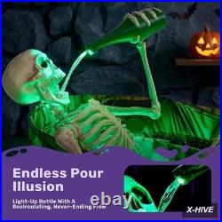 Lighted Holiday Displays 1 JOYIN 5ft Halloween Animatronic Drinking Skeleton LED