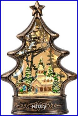 Lighted Musical Snow Globe Lantern with Nativity Scene & Glitter Christmas Dec