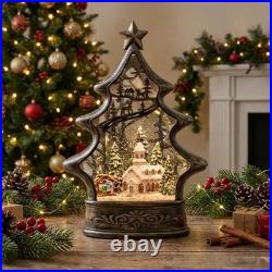 Lighted Musical Snow Globe Lantern with Nativity Scene & Glitter Christmas Dec