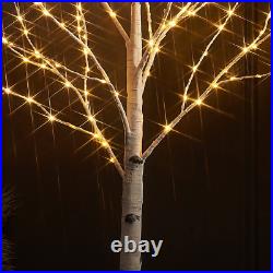 Lighted Twig Birch Tree Plug in with 8 Functions 4FT 200 Warm White and Multi Co
