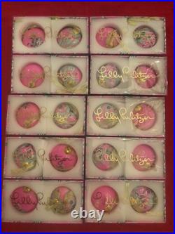 Lilly Pulitzer Plumeria Pink Ornaments 10 Sets of 2 New In Boxes