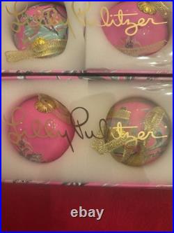 Lilly Pulitzer Plumeria Pink Ornaments 10 Sets of 2 New In Boxes