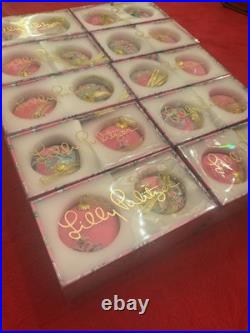 Lilly Pulitzer Plumeria Pink Ornaments 10 Sets of 2 New In Boxes