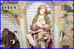 Living Home Deluxe Large Fine Porcelain Nativity 16-Piece Set With Fabric Detail