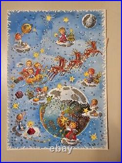 Lot 9 Christmas Advent Calendar Santa Baby Kid Angels Glitter 8 x 11 Vintage