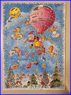 Lot 9 Christmas Advent Calendar Santa Baby Kid Angels Glitter 8 x 11 Vintage