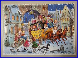 Lot 9 Christmas Advent Calendar Santa Baby Kid Angels Glitter 8 x 11 Vintage