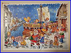 Lot 9 Christmas Advent Calendar Santa Baby Kid Angels Glitter 8 x 11 Vintage