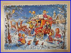 Lot 9 Christmas Advent Calendar Santa Baby Kid Angels Glitter 8 x 11 Vintage