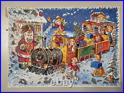 Lot 9 Christmas Advent Calendar Santa Baby Kid Angels Glitter 8 x 11 Vintage