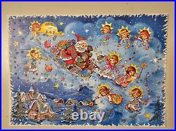 Lot 9 Christmas Advent Calendar Santa Baby Kid Angels Glitter 8 x 11 Vintage