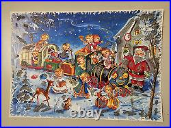 Lot 9 Christmas Advent Calendar Santa Baby Kid Angels Glitter 8 x 11 Vintage