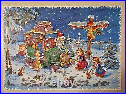 Lot 9 Christmas Advent Calendar Santa Baby Kid Angels Glitter 8 x 11 Vintage