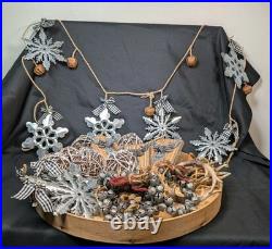 Lot Of 25 Rustic Cabin Faux Deer Antler Tin Snowflake Wreath Garland Ornaments