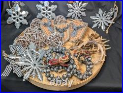 Lot Of 25 Rustic Cabin Faux Deer Antler Tin Snowflake Wreath Garland Ornaments
