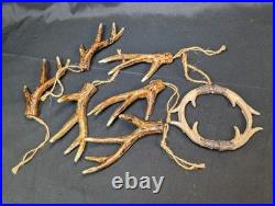 Lot Of 25 Rustic Cabin Faux Deer Antler Tin Snowflake Wreath Garland Ornaments