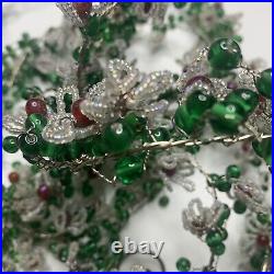 Lot Of 2 Strings Green White Red Holly Beery Glass Bead Christmas Garlands