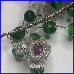 Lot Of 2 Strings Green White Red Holly Beery Glass Bead Christmas Garlands