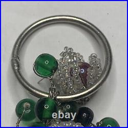 Lot Of 2 Strings Green White Red Holly Beery Glass Bead Christmas Garlands