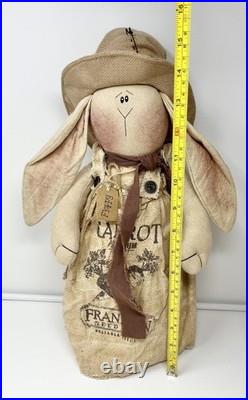 Lot Of 3 Honey & Me Primitive Bunny Rabbits Country Cottage Decor Plush Estate