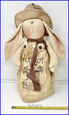 Lot Of 3 Honey & Me Primitive Bunny Rabbits Country Cottage Decor Plush Estate