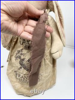 Lot Of 3 Honey & Me Primitive Bunny Rabbits Country Cottage Decor Plush Estate