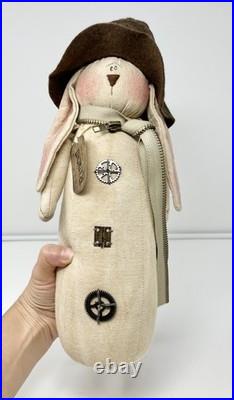 Lot Of 3 Honey & Me Primitive Bunny Rabbits Country Cottage Decor Plush Estate