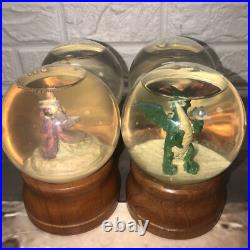 Lot Of 4 LEFTON Musical Camelot Chariots Fire Snow Globes RARE Wizards Dragon