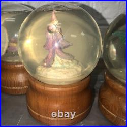 Lot Of 4 LEFTON Musical Camelot Chariots Fire Snow Globes RARE Wizards Dragon