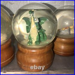 Lot Of 4 LEFTON Musical Camelot Chariots Fire Snow Globes RARE Wizards Dragon