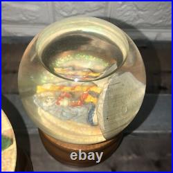 Lot Of 4 LEFTON Musical Camelot Chariots Fire Snow Globes RARE Wizards Dragon