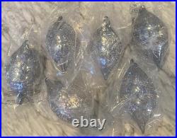 Lot Of 6 Holiday Lane Snow Daze Sugar Sparkle Drop Ornaments