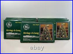 Lot Of 7 GE String-A-Long Classic Lights 100 Indoor/Outdoor Lights Clear Color