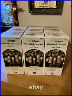 Lot Of 9 Gemmy LED Lightshow Diamond Sparkle Christmas Lights C9 White 10 Ct Box