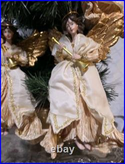 Lot Of 9 Large Christmas Tree Ornaments 10 Angels Playing Musical Instruments