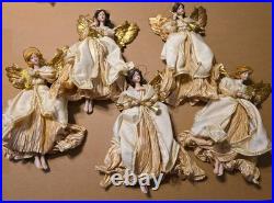 Lot Of 9 Large Christmas Tree Ornaments 10 Angels Playing Musical Instruments