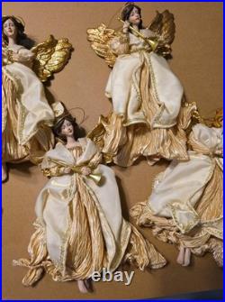 Lot Of 9 Large Christmas Tree Ornaments 10 Angels Playing Musical Instruments