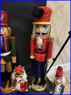 Lot Wood Nutcracker Christmas Decor Set Large Medium Small Holiday Display