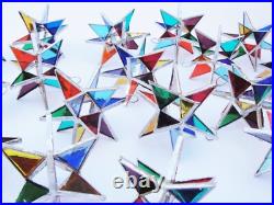 Lot of 25! Stained Glass Moravian STARS Iridescent CLEAR Handmade FIESTA COLOR