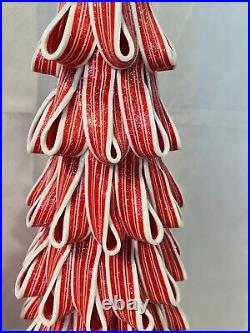 Lot of 3 (2)Peppermint Ribbon Candy 24 Christmas Tree & (1)Joy Gingerbread Sign