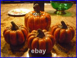 Lot of 4 Celebrity owned Thanksgiving holiday ceramic Pumpkins